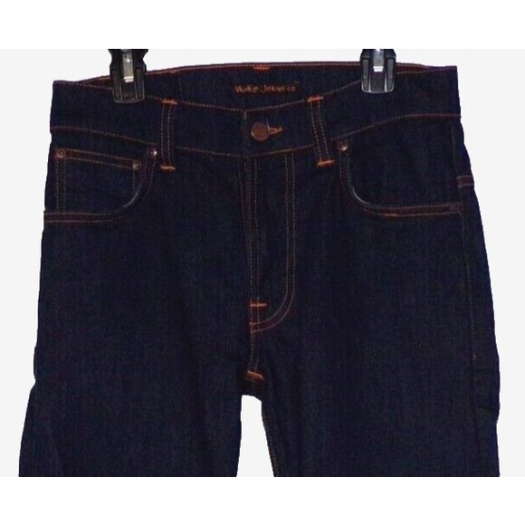 Nudie Thin Finn Slim Fit in Dry Ecru Embo Jeans 29x30 White Embroidered Pkts - Picture 4 of 4